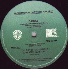 Caress : Medley: You Got It Too Uptight / Love Spell (Edit) (12", S/Sided, Promo)
