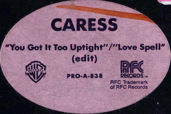 Caress : Medley: You Got It Too Uptight / Love Spell (Edit) (12", S/Sided, Promo)
