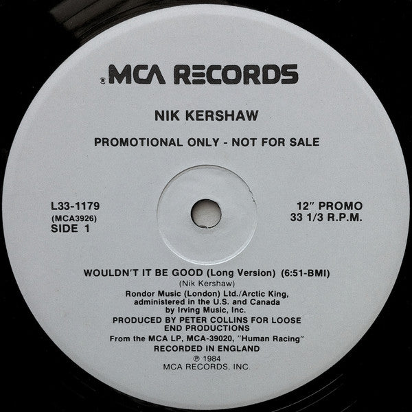Nik Kershaw : Wouldn't It Be Good (12", Promo)