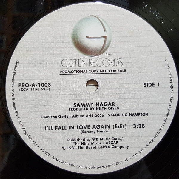 Sammy Hagar : I'll Fall In Love Again (12", Single, Promo)