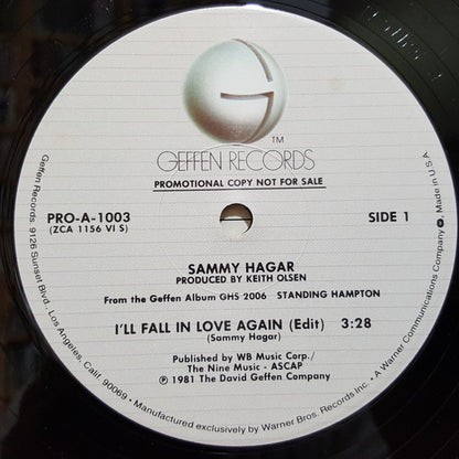 Sammy Hagar : I'll Fall In Love Again (12", Single, Promo)