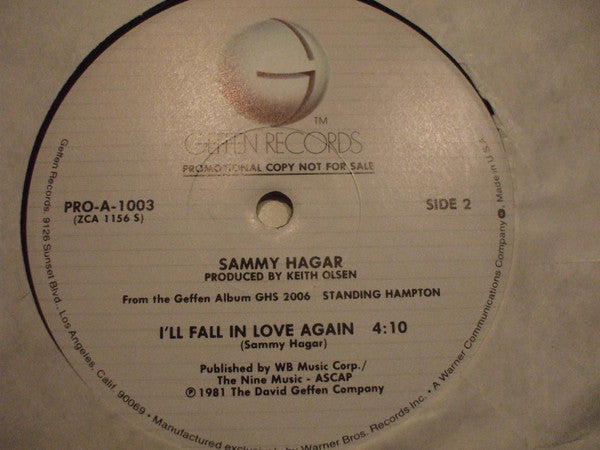 Sammy Hagar : I'll Fall In Love Again (12", Single, Promo)