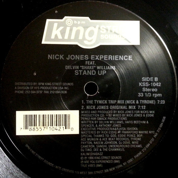 Nick Jones Experience Feat. Delvin "Shake" Williams* : Stand Up (12")