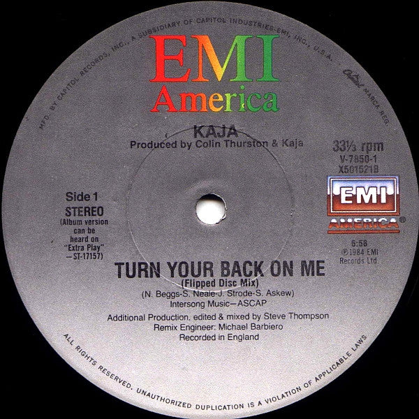 Kaja* : Turn Your Back On Me (12", Single)
