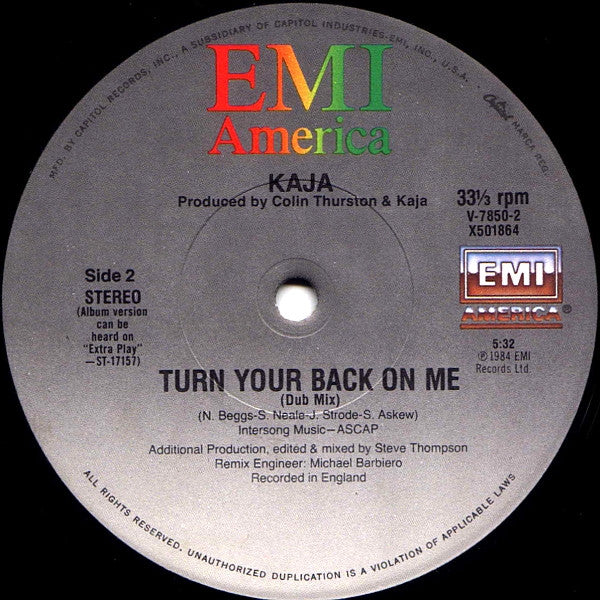 Kaja* : Turn Your Back On Me (12", Single)