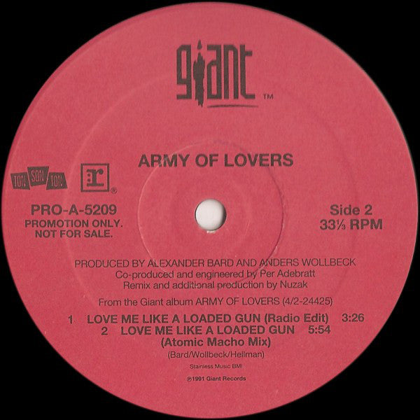 Army Of Lovers : Ride The Bullet / Love Me Like A Loaded Gun (12", Maxi, Promo)