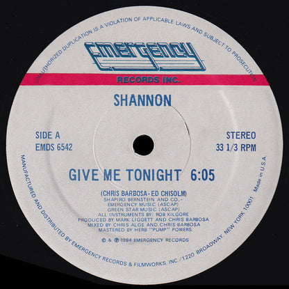 Shannon : Give Me Tonight (12")