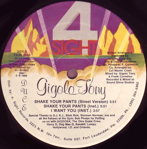 Gigolo Tony : Shake Your Pants (12")