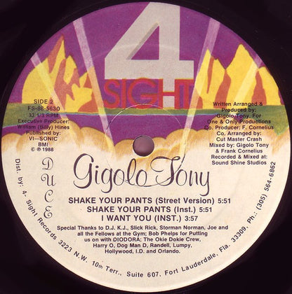 Gigolo Tony : Shake Your Pants (12")