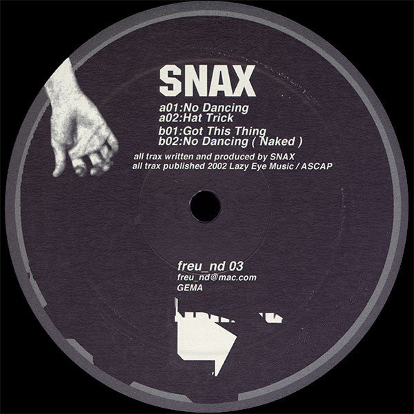 Snax : No Dancing EP (12", EP)