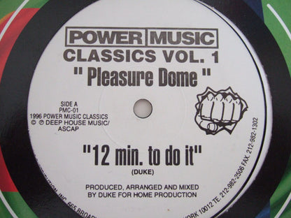 Pleasure Dome / Storm* : 12 Min. To Do It / I'm A Sex Maniac (12", Comp)