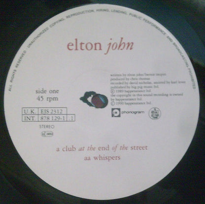 Elton John : Club At The End Of The Street / Whispers (12")