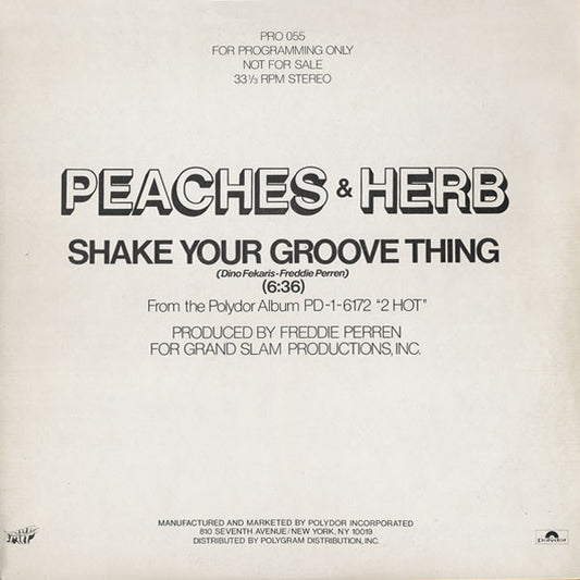 Peaches & Herb : Shake Your Groove Thing (12", Single, Promo)