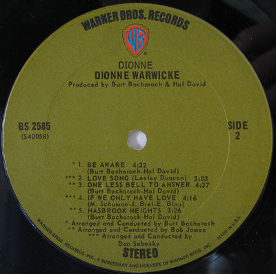 Dionne Warwick : Dionne (LP, Album)