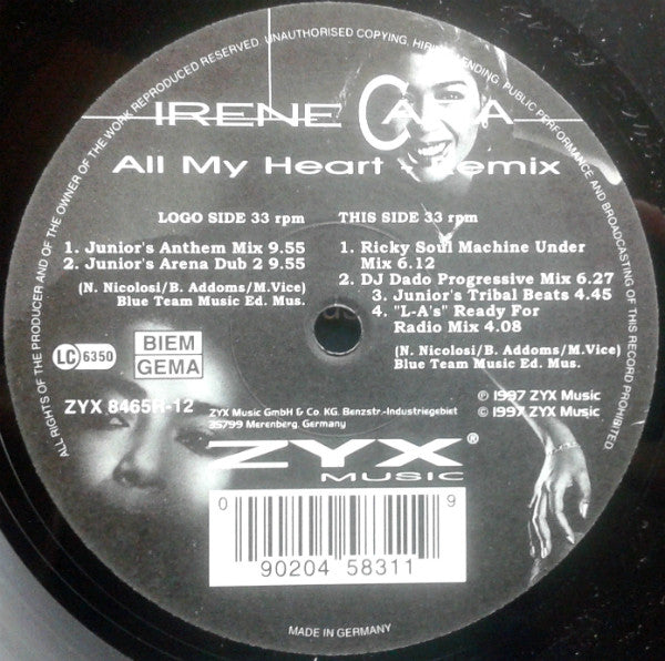 Irene Cara : All My Heart (12")
