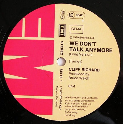 Cliff Richard : We Don't Talk Anymore (12", Maxi)