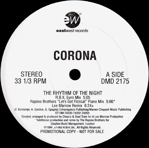 Corona : The Rhythm Of The Night (12", Promo)