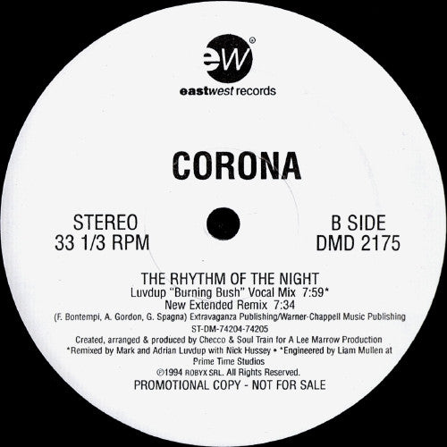 Corona : The Rhythm Of The Night (12", Promo)