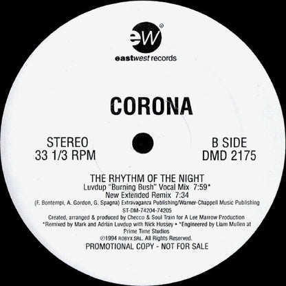 Corona : The Rhythm Of The Night (12", Promo)