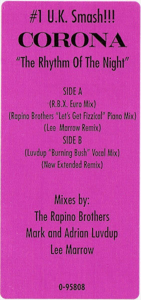 Corona : The Rhythm Of The Night (12", Promo)