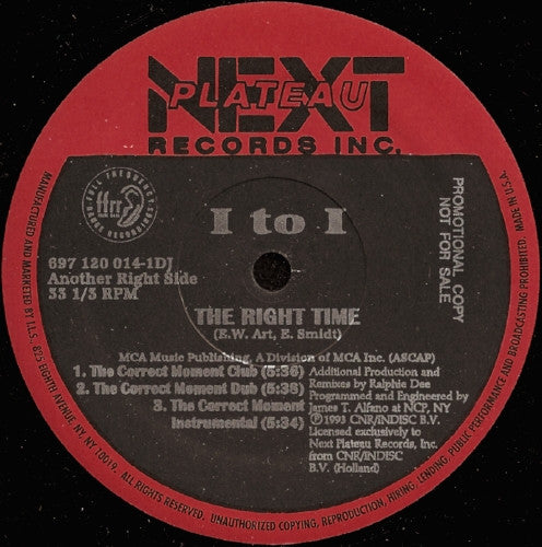 I To I : The Right Time (12", Promo)
