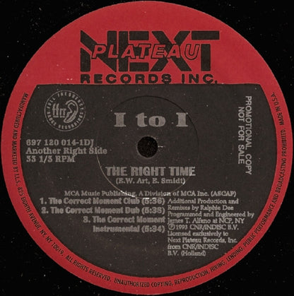 I To I : The Right Time (12", Promo)