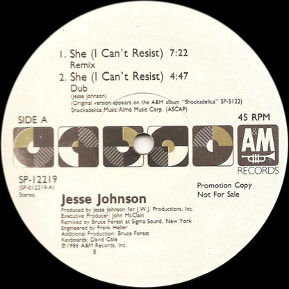 Jesse Johnson : She (I Can't Resist) (12", Promo)