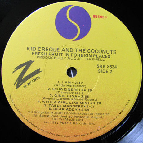 Kid Creole And The Coconuts : Fresh Fruit In Foreign Places (LP, Album, Jac)