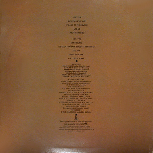 Grace Jones : Nightclubbing (LP, Album, Los)