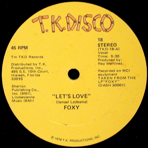 Foxy : Let's Love / People Fall In Love (While Dancing) (12")