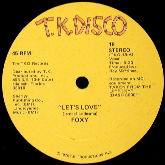 Foxy : Let's Love / People Fall In Love (While Dancing) (12")