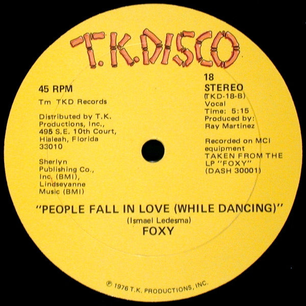 Foxy : Let's Love / People Fall In Love (While Dancing) (12")