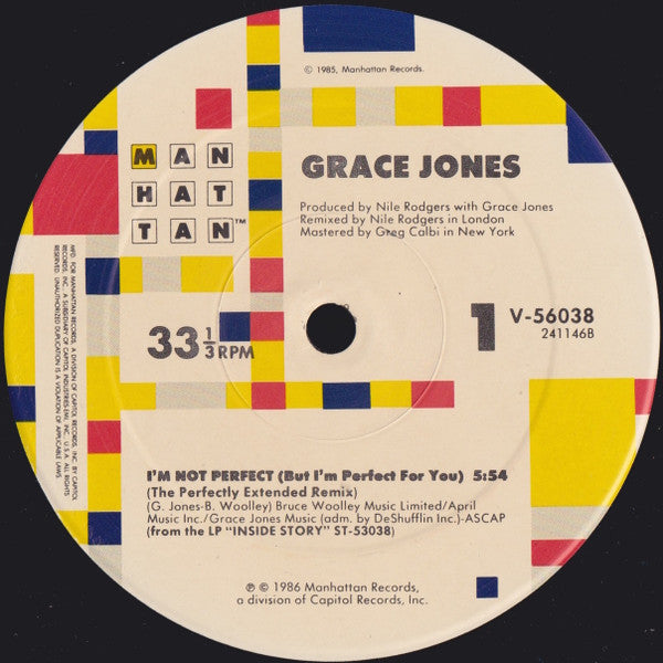 Grace Jones : I'm Not Perfect (But I'm Perfect For You) (12", Spe)