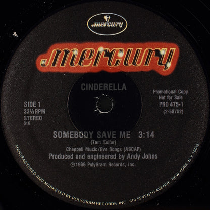 Cinderella (3) : Somebody Save Me (12", Promo)