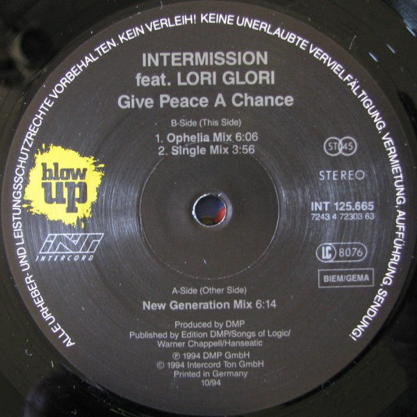 Intermission Feat. Lori Glori : Give Peace A Chance (12")
