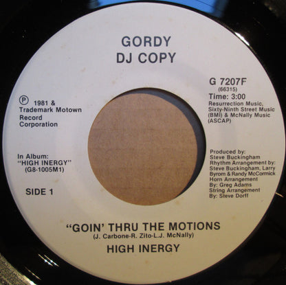 High Inergy : Goin' Thru The Motions (7", Promo)