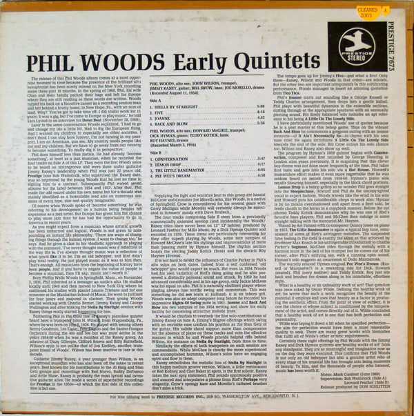 Phil Woods : Early Quintets (LP, Comp, RE, RM)