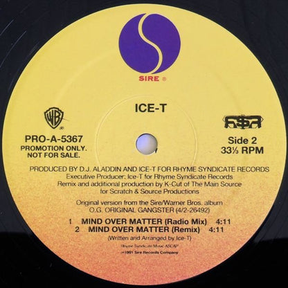 Ice-T : Mind Over Matter (12", Promo)