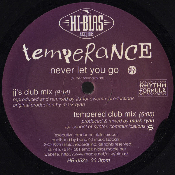 Temperance : Never Let You Go (12", Maxi)