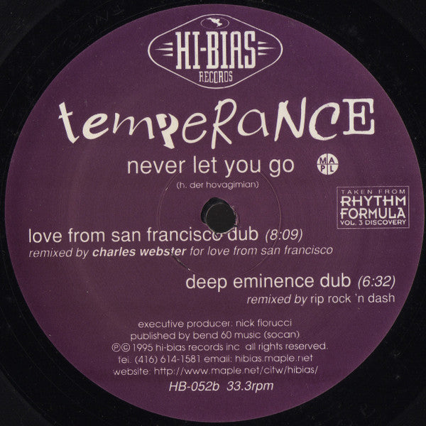 Temperance : Never Let You Go (12", Maxi)