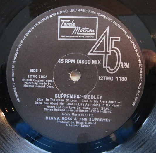 Diana Ross & The Supremes* : Supremes' Medley  (12", Single, P/Mixed)
