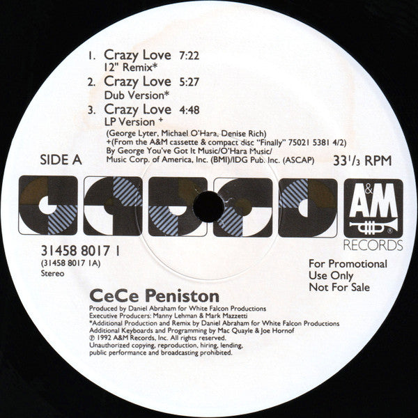 Ce Ce Peniston : Crazy Love (2x12", Single, Promo)