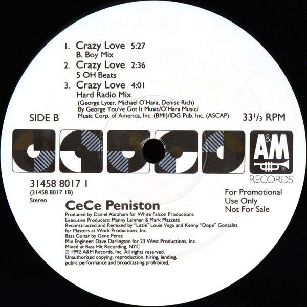 Ce Ce Peniston : Crazy Love (2x12", Single, Promo)
