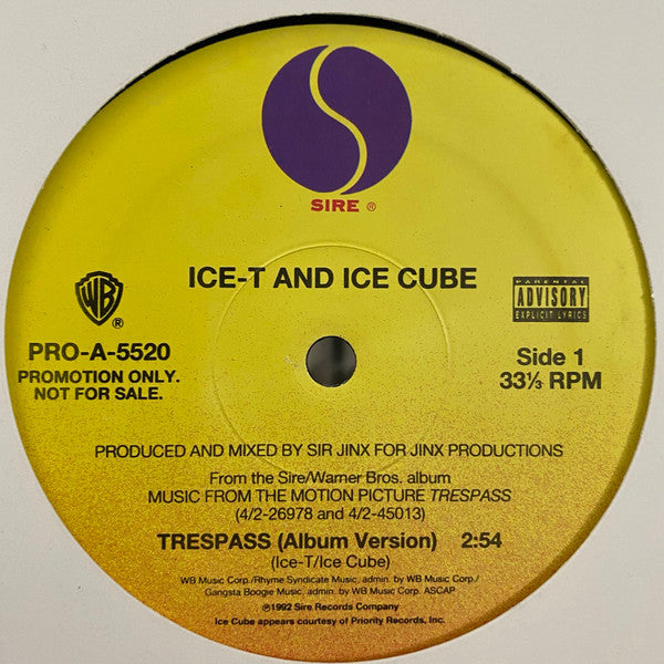 Ice-T And Ice Cube : Trespass (12", Promo)