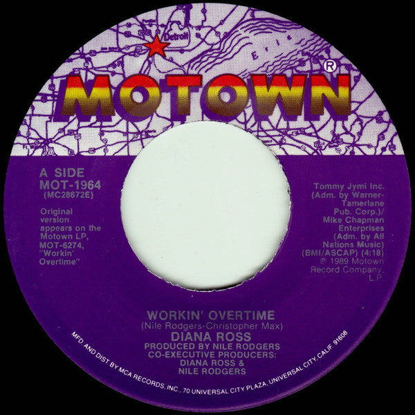 Diana Ross : Workin' Overtime (7", Glo)