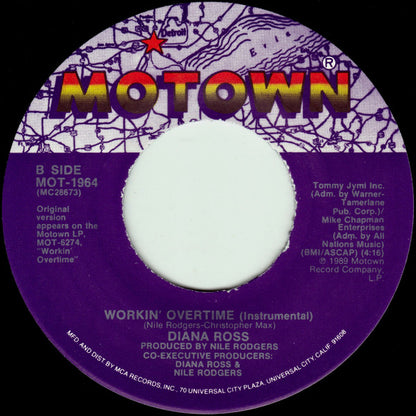 Diana Ross : Workin' Overtime (7", Glo)
