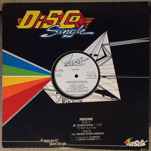 Régine : Je Survivrai (I Will Survive) / I'll Never Stop Dancin' (12", Promo)