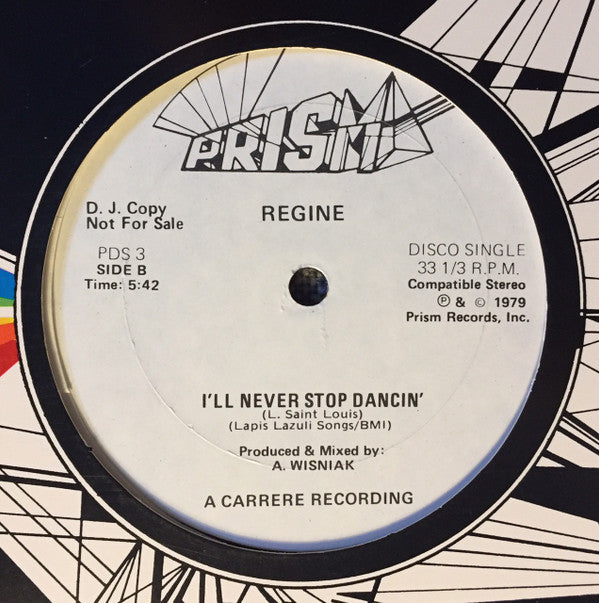 Régine : Je Survivrai (I Will Survive) / I'll Never Stop Dancin' (12", Promo)