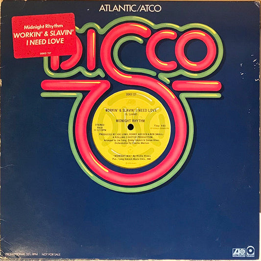 Midnight Rhythm : Workin' & Slavin' / I Need Love (12", Promo)