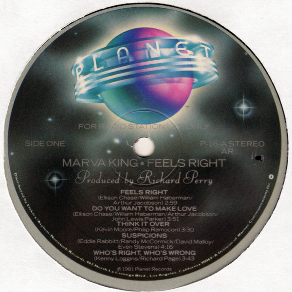 Marva King : Feels Right (LP, Album, Promo)